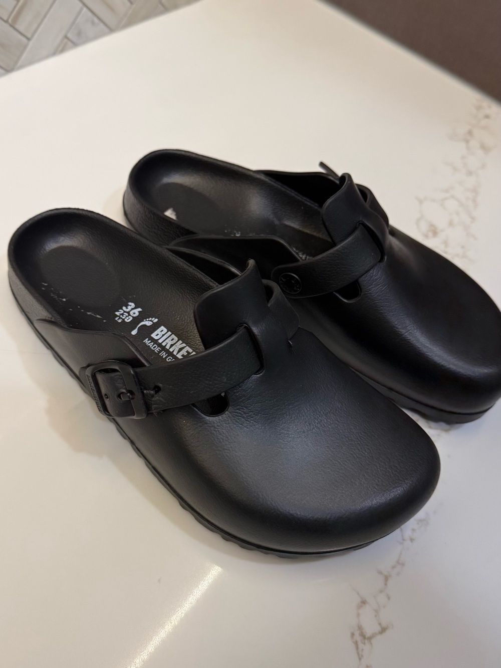 Birkenstock Black Boston EVA Clogs with Buckle Strap NWT
